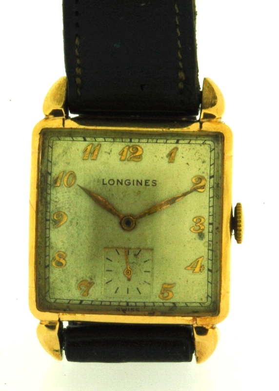 14k Green Gold Longines Hinged Rectangle - The Antique Watch Company